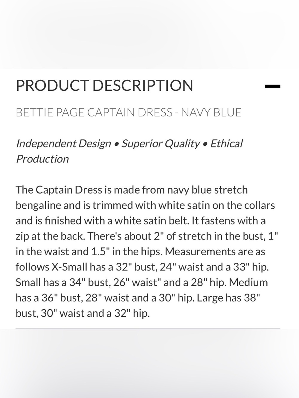 Bettie Page Navy Captain Dress with White Accents - Picture 15 of 15
